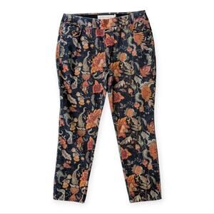 Soft Surroundings Corduroy Pants Women's Pull On Black Orange Floral LP